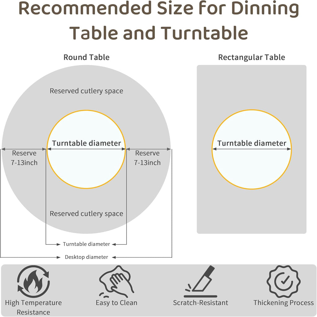 19.69" Lazy Susan for Table Top Sintered Stone Rotating Serving Tray for Dining Table, Kitchen Lazy Susan Organizer Spinning Rotating Food Server Party Centerpieces