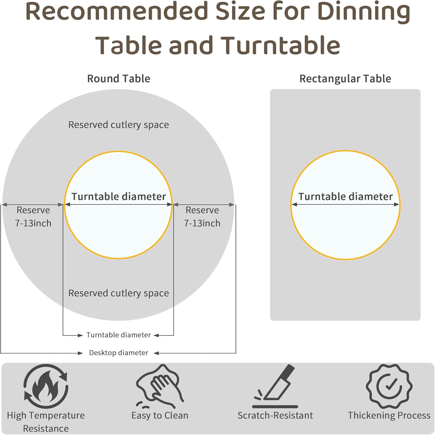 19.69" Lazy Susan for Table Top Sintered Stone Rotating Serving Tray for Dining Table, Kitchen Lazy Susan Organizer Spinning Rotating Food Server Party Centerpieces