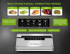Bonsenkitchen Vacuum Sealer Machine, Stainless Steel Food Sealer Vacuum Sealers with 30 Bags & 1 Roll, 5 Food Vacuum Modes, Built-in Cutter & Bag Storage (Silver Black)