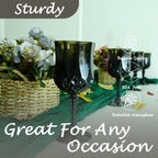 Plastic Wine Glasses，Plastic Goblets Vintage Style Cordial Drinking Glasses for Wedding Reception, Grand Event Party Supplies (24, Black)