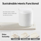 2Pack Diatomite Stone Sink Tray, Water Absorbing Faucet Mat for Kitchen & Bathroom Counter, Quick Dry Decorative Soap Dish Makeup Vanity Caddy,Dispenser Sponge Holder Organizer, Beige-8"x 3.8"