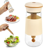 2-in-1 Salt Shaker, Glass Salt and Pepper Shakers Set for Kitchen, Salt and Pepper Containers with 1g Measuring Spoon, Farmhouse Cute Salt Pepper Shakers for Home Easy Filling, 1PCS