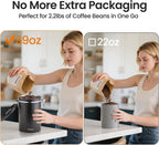 Veken Coffee Canister, 39OZ Large, Airtight Stainless Steel Food Storage Container for 2.2lbs Coffee Beans, Ground, Sugar, Tea, Flour, Rice, Cereal, Cookies Jars, Bar Accessories & Gifts, Black