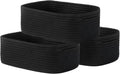 Small Woven Basket, 12 x 8 x 4.5 Inches, Storage Basket for Organizing, Cute Small Rope Shelf Closet Cube Storage Bins Baskets for Shelves, Dog Toy Gift Baskets Empty, 3 Packs, Black