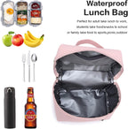 NOL Natural Organic Lifestyle Insulated Lunch Bags for Women Cooler Bag Lightweight Nylon Waterproof Lunch Box For Work (Medium, Pink)