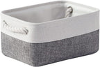 TheWarmHome Organization and Storage Basket for Shelves - 12x8x5.2 inch 1 Pack Fabric Storage Cubes, Collapsible Storage Bins for Closet Organizer Gift Cloth Toy (White & Grey)