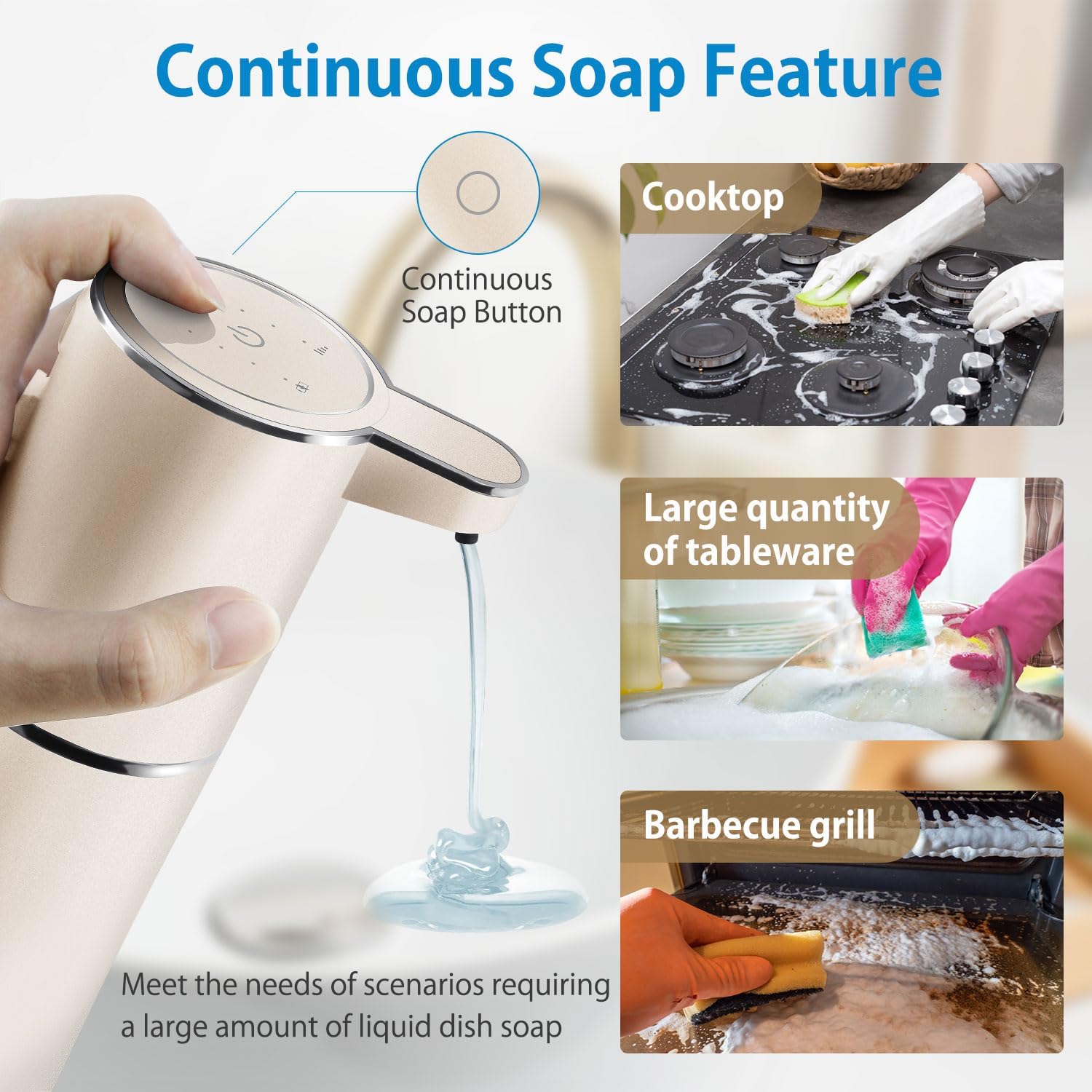Automatic Liquid Soap Dispenser,4-Level Adjustable, Wall Mount,USB Rechargeable,12.8oz/ 380ml,Touchless Hand & Dish Soap Dispenser for Bathroom, Kitchen,Hotel, Restaurant
