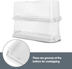 2-Pack Plastic Rectangular Bread Box with Clear Lid, Loaf Cake Keeper, Portable Bread Keeper Storage Container with Handle (White)