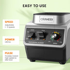 CRANDDI Professional Commercial Blender for Kitchen with Max 1500W High Power, 80oz Large Capacity Blender with Tamper for Crushing Ice, Chopping, Grinding, Making Smoothies, K96 Black