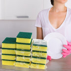 50 Pcs Individually Wrapped Sponges, Uncompressed Non Scratch Scrouing Sponges for Household Cleaning Dishes Kitchen Airbnb Apartment Car Bike Green