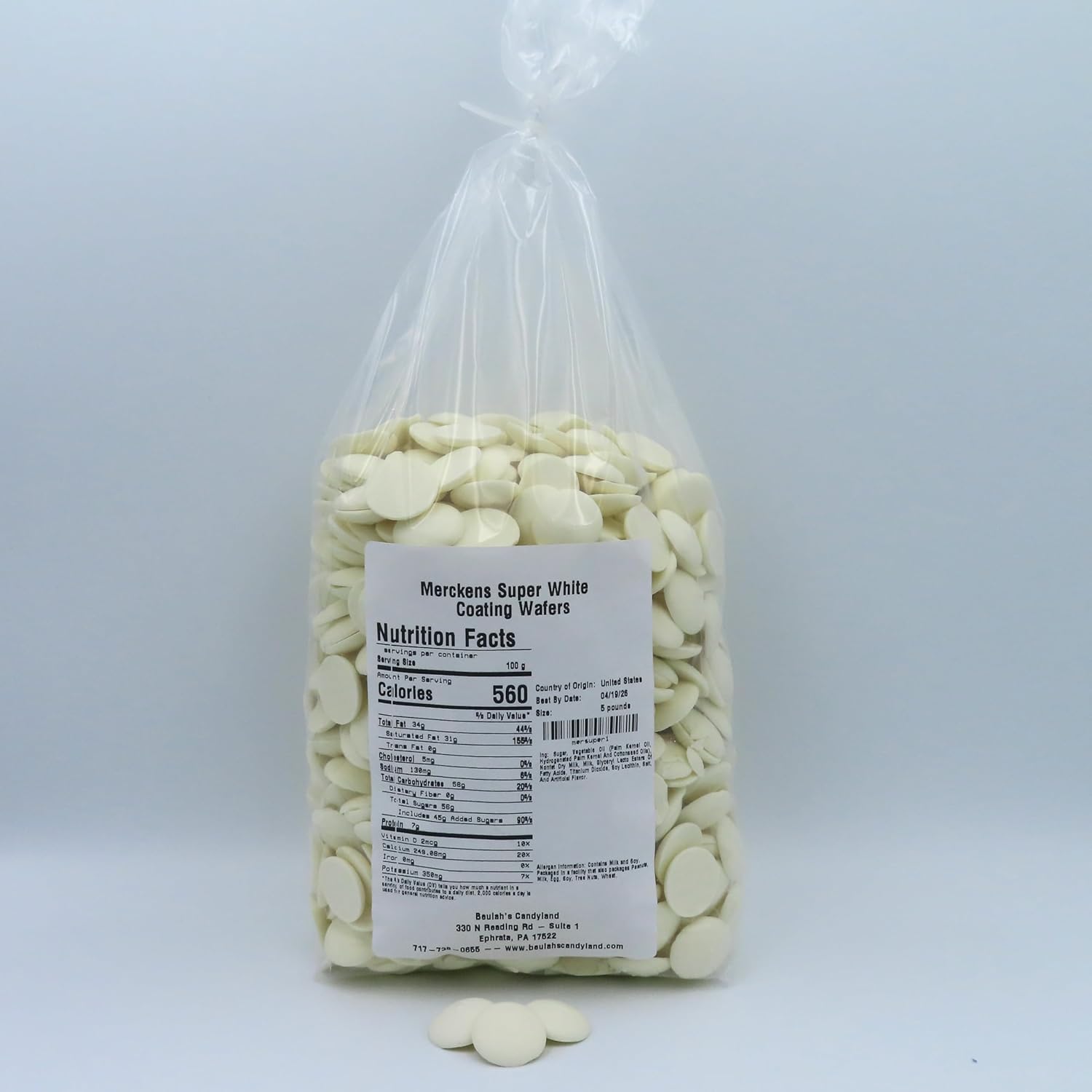 MERCKENS Coating Wafers, Melting Chocolate, Super White, 5 Pound Package