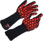 J H Heat Resistant Oven Glove:EN407 Certified 932 °F, 2 Layers Silicone Coating, Oven Mitts for Cooking, Kitchen, Fireplace,Camping, Grilling