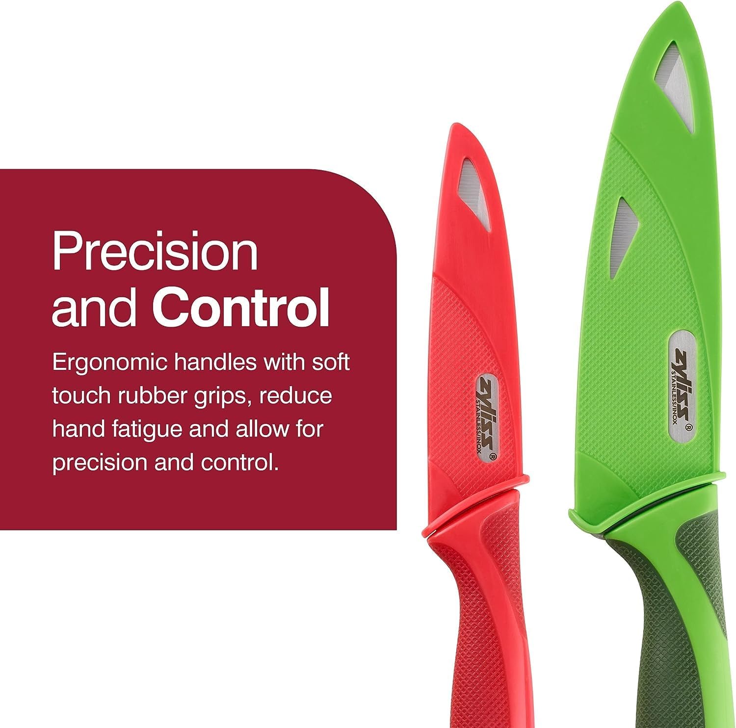 Zyliss 3 Piece Knife Value Set - Kitchen Knife Set - Kitchen Knife Set with Sheath Covers - Includes Paring, Serrated Paring & Utility Knives - Stainless Steel