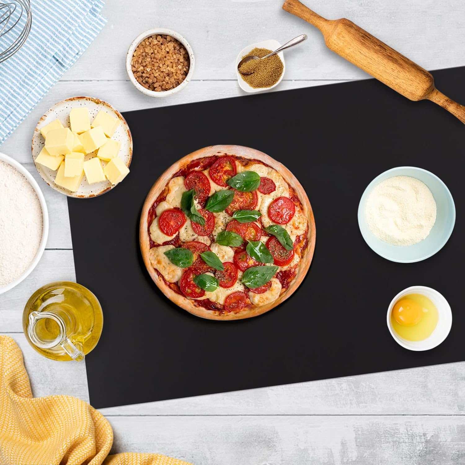 Silicone Mats for Kitchen Counter, Nonslip Silicone Mats for Crafts Countertop Protector Heat Resistant Mat (78.7” x 24” x 0.08”, Black)