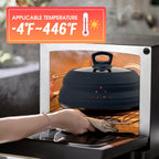 Microwave Splatter Cover Collapsible Silicone & Tempered Glass 11.8 Inch Microwave Cover for Food Splatter Guard with Steam Vents Dishwasher Safe Fits Bowls, Plates & Pots (Gray)