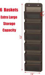 Simple Houseware 6 Clear Window Pocket Over Closet Door Storage Hanging Organizer for Bedroom, Bathroom, Pantry, Brown