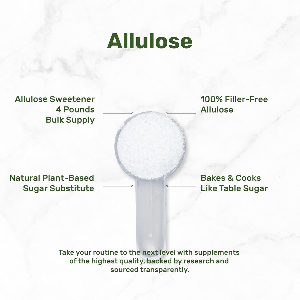 Allulose Sweetener 4 Pounds – Natural Sugar Substitutes, No Aftertaste – Keto Friendly, Vegan, Zero Net Carb, Zero Calorie – Great for Cooking & Baking
