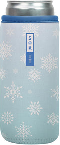 Sok It CanSok Sleeve for Beer & Soda Insulated Neoprene Cover (Let It Snow, 12oz Slim Can Sleeve)