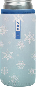 Sok It CanSok Sleeve for Beer & Soda Insulated Neoprene Cover (Let It Snow, 12oz Slim Can Sleeve)