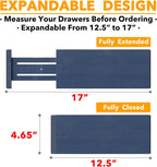 SpaceAid Bamboo Dresser Drawer Dividers 6 Pack, 4.65“ High Adjustable 12.5“-17” Drawer Organizers, Expandable Organization for Clothing, Clothes, Dressers, Navy Blue