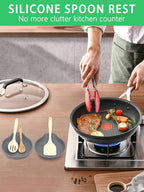6.1" Large Spoon Rest for Stove Top, Silicone Spoon Rest for Kitchen Countertop Set of 2 Gray, Heat-Resistant Utensil Rest for Spatula, Tongs or Spoon