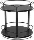 Lazy Susan Organizer 2 Tier - 9.2" Turntable Spice Rack for Table Top, Wooden Rotating Lazy Susan for Cabinet Pantry Kitchen Countertop Dining Table Cupboard Bathroom Vanity Storage(Black)