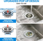 zaa Kitchen Sink Drain Strainer - Kitchen Sink Stopper, 304 Stainless Steel Sink Drain Stopper, Sink Protector for Kitchen with Anti-Clog Filter, Fit US Standard 3-1/2'' Sink Drain Hole, Nickel