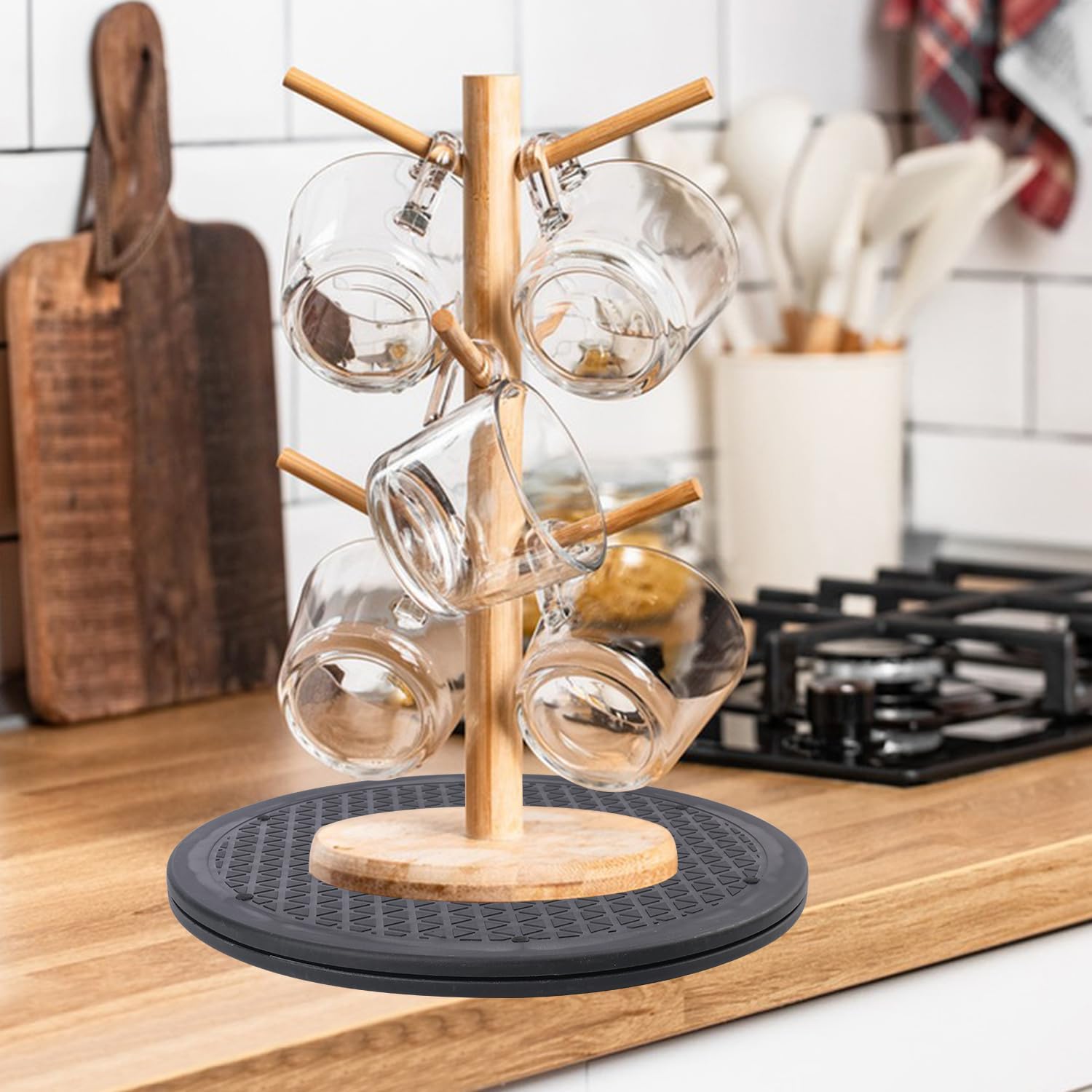 6 Pack 12 Inch Lazy Susan Turntable, Heavy Duty Lazy Susan Turntable Organizer, Premium 12 Inch Rotating Swivel Stand for Table Top, Kitchen, and More