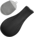 uxcell 1 Set Silicone Spoon Rest for Stove Top, Silicone Spoon Holder for Cooking Spatula, Ladle, Brush Black/Grey