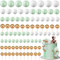 108 Pcs Balls Cake Topper DIY Cupcake Insert Foam Balloons for Cake Baking Wedding Anniversary Birthday Decoration(White, Green, Gold,Multi Sizes)