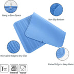 Silicone Dish Drying Mat for Multiple Usage,Easy clean,Eco-friendly,Heat-resistant Silicone Mat for Kitchen Counter or Sink,Refrigerator or Drawer Liner Lichen BlueL 4XL 32 inches x 18 inches