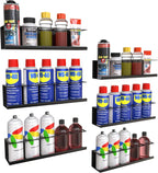 6 Pack Spray Bottle Holder Wall-Mounted, Aerosol Spray Can Holder Storage Rack, Heavy-Duty Paint Bottle Organizer with 30 Holes, Steel Black Spray Rack for Garage, Shop, Home or Tool Trailer