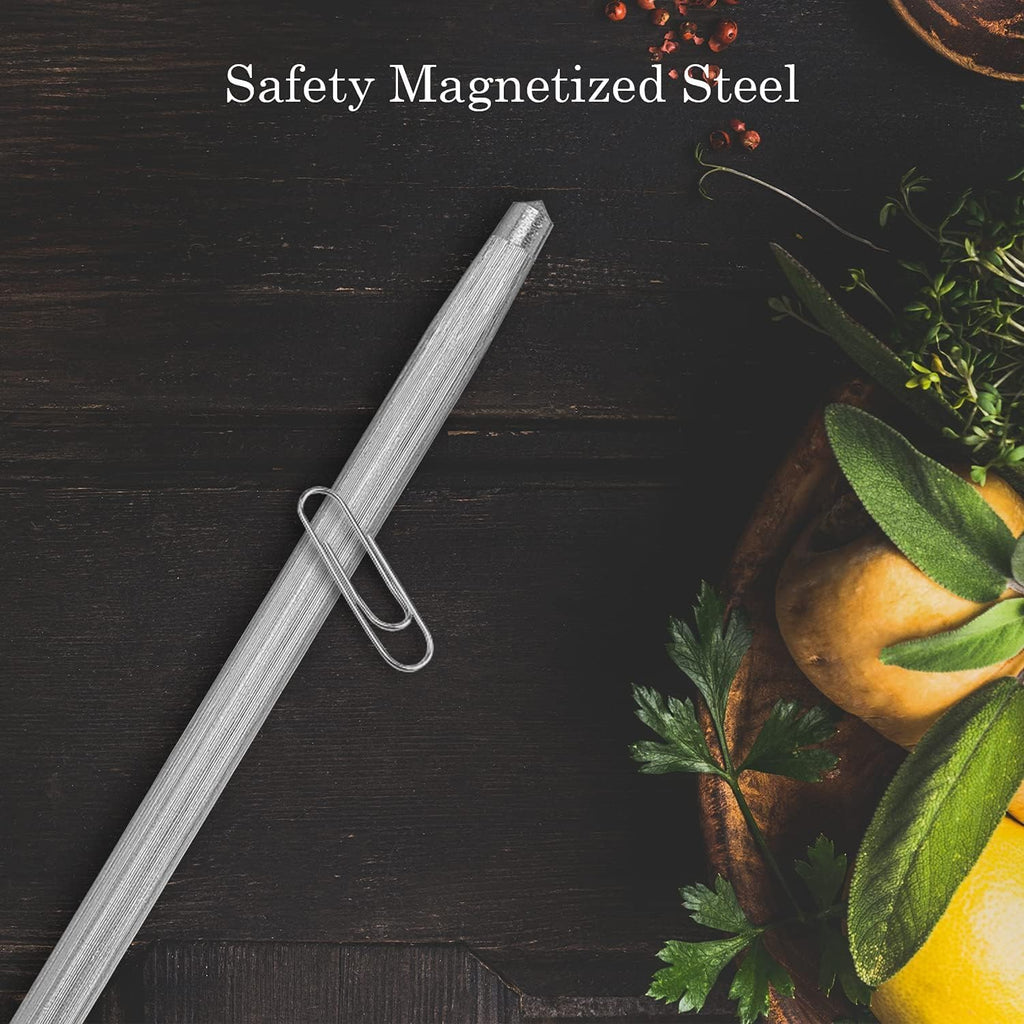 TUO Honing Steel Knife Sharpening Steel - 8 inch Sharpening Rod for All Kitchen Knives - German HC Stainless Steel - Honing Rod with Pakkawood Handle - FALCON SERIES with Gift Box