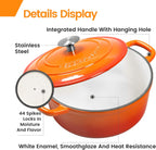 Enameled Cast Iron Dutch Oven, 5.5 Quart, Round Cast Dutch Ovens Pot with Lid Dual Handle for Bread Baking, Oven Safe up to 500°F, Orange