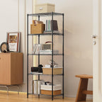 1250 lbs 5 Tier Shelf Metal Storage Shelves Wire Rack Closet Organizers with Wheel for Garage Kitchen Bathroom Laundry Black 13.7" D x 23.6" W x 62.4" H
