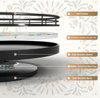 Decorative 3D Art Ceramic Lazy Susan for Table Top, 10.2" Boho Oak Wooden Lazy Susan Turntable Organizer for Dining Table Centerpiece Kitchen Countertop Coffee Table Decor Porcelain Tray Home Crafts