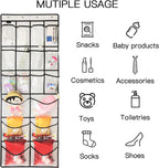 Extra Large Hanging Crystal Clear Over Door Shoe Organizers, Closet Shoe Organizer Shoe Rack Organizer Shoe Storage, 12+6Pockets, 4Hooks, white (59"x 21.6")