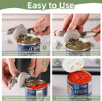 Can Opener Manual Tin Opener Stainless Steel Heavy Duty, Oversized Hand-held Easy Rotary Knob, Safe Cut Manual Can Opener with Non-Slip Handle, Smoother Cut Sharp Blade for Seniors Kitchen Tool, Grey