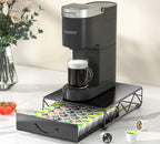 HFHOME Coffee Pod Holder Drawer Compatible with Nespresso - 40 Large or 60 Small VertuoLine Pods - Black Metal Coffee Capsule Storage Organizer for Vertuo - Coffee Capsule Holder for Kcup Home Kitchen