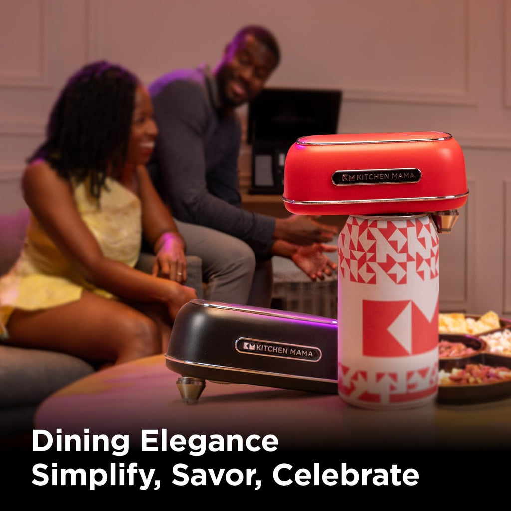 Kitchen Mama Orbit One Rechargeable Electric Can Opener: Hands-free, USB-C Charging, Automatic Stop, Smooth Edge, Safety, Blade for Large Cans, Heavy Duty, Soda and Pop Can, with Storage Box (Black)