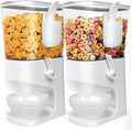 Cereal Dispenser Countertop With Bowls and Spoons Cereal Containers Storage for Pantry Snack Organizer Dry Food Storage Container with Lid for Kitchen Organization Oatmeal Nut Granola（2pcs White）
