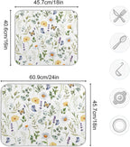 Wildflowers Butterflies Botanical Leaves Dish Drying Mat for Kitchen Counter Absorbent Microfiber Drying Pad, Medium 16x18 in, Reversible Drainer Mats