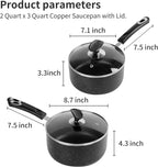 Nonstick Saucepan Set - 2 Quart and 3 Quart,Ultra Non Stick Sauce Pan Small Pot with Glass Lid,Great for Home Kitchen Restaurant,Black