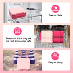 Bento Lunch Box with 8oz Soup Thermo, Leak-Proof Lunch Containers with 4 Compartment, Thermo Hot Food Jar and Insulated Lunch Box for School Pink