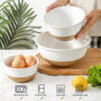 Hasense Ceramic Mixing Bowls, Large Salad Pasta Bowls Set, 2.1/1.0/0.5 Qt Serving Bowls for Entertaining, White Nesting Batter Bowls for Prepping Baking, Dishwasher Microwave Safe, Set of 3
