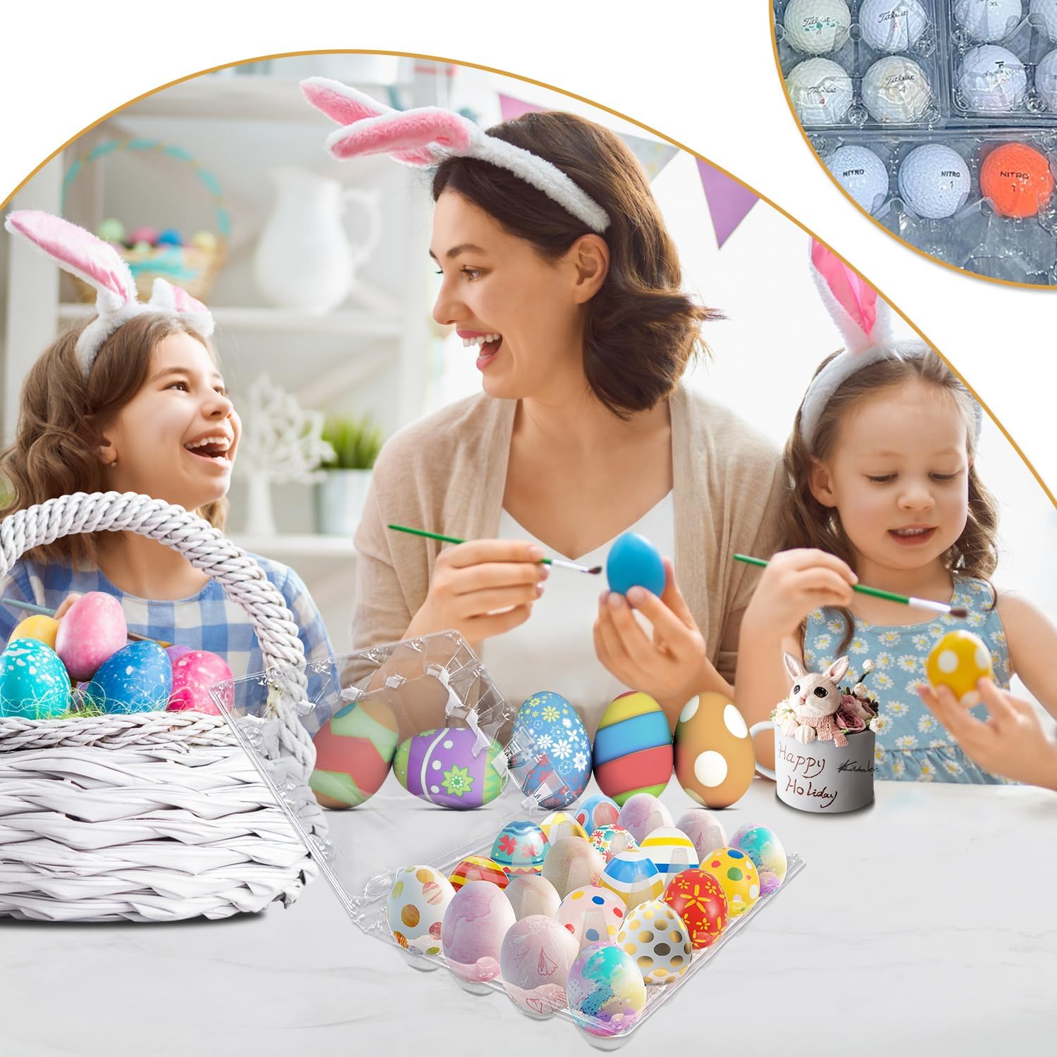 50 Pack Bulk Egg Cartons, Clear Plastic Chicken Egg Holders, Egg Tray Carton Holder for Home & Kitchen, Farm & Market Use, An Eco-Friendly Egg Storage Solution, 20 Grids(Medium Size)