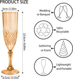 Plastic Champagne Flutes, 48PCS Gold Plastic Wine Glasses Goblets Reusable Champagne Flute for Weddings, Bachelor Parties, Toasting, and Events(48, Gold)