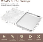TeamFar Baking Sheet with Rack Set (2 Pans + 2 Racks), Stainless Steel Baking Pan Cookie Sheet for baking, Non Toxic & Healthy, Easy Clean & Dishwasher Safe - 4 Pack