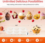 Silicone Jumbo Muffin Pan with Metal Frame, Non Stick Food Grade Silicone Large Muffin Pan Set of 2, with Handles 6 Cup,BPA-Free and Dishwasher Safe, Jumbo Cupcake Pans