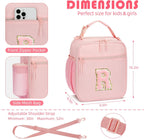 Initial Insulated Lunch Bag for Girls Kids, Back to School Gift, Reusable Leak-proof Lunch Box with Adjustable Strap for School Daycare Travel Picnic (Pink,R)